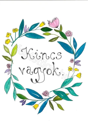 Kincs vagyok. (rózsaszín, sárga virágos)